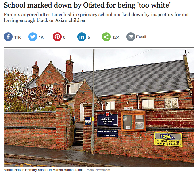 school marked down by ofsted for being too white