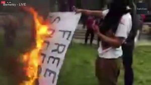 antifa burning free speech flag
