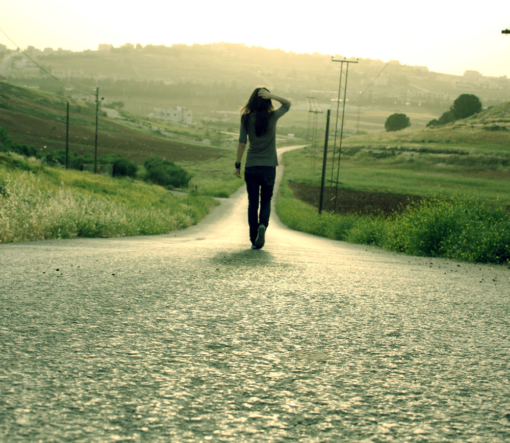 girl walking alone